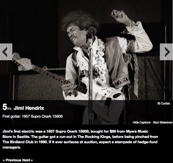 jimi hendrix"s music gear is being tracked on equipboard.