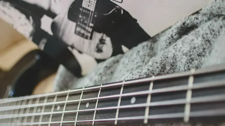 Bass guitar close-up
