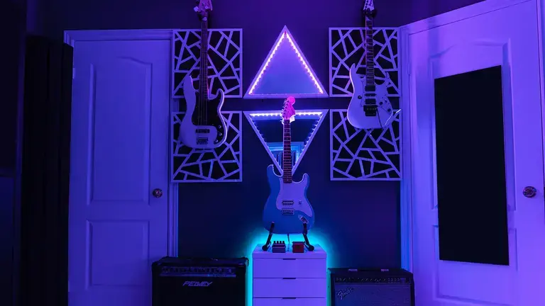 Guitar room with acoustic panels
