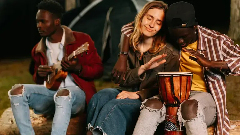 Playing djembe
