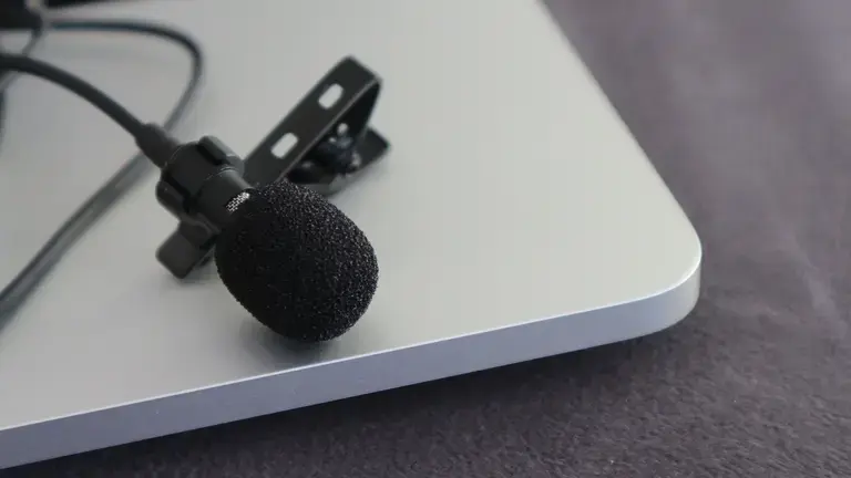 Lavalier mic on a laptop
