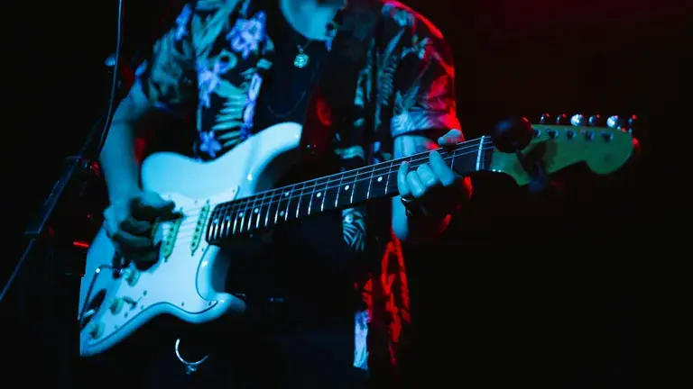 Strat on stage