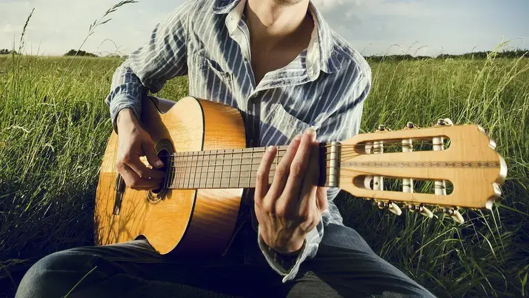 Guitarist in a field