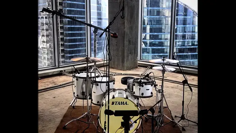 Drums in a large room