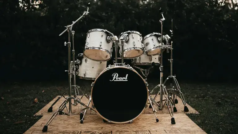 Drum set on a platform