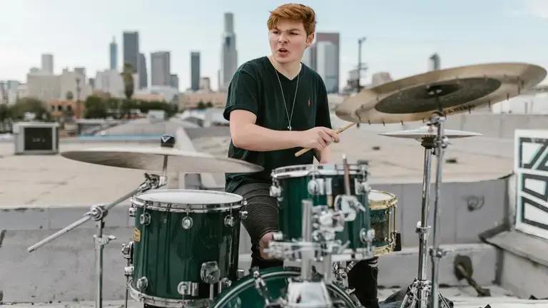Drummer playing drums