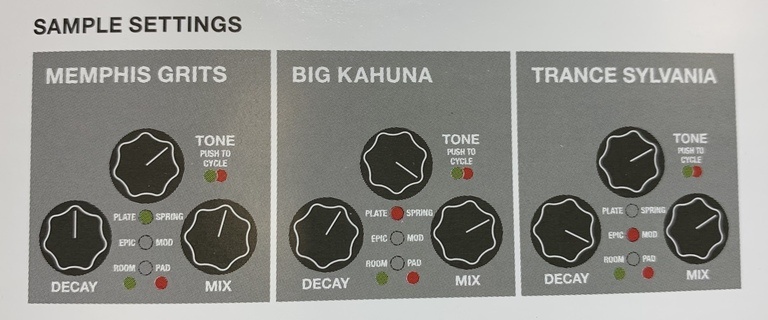 MXR m300 reverb suggested settings