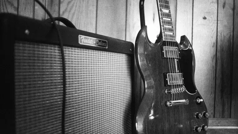 SG guitar and amp