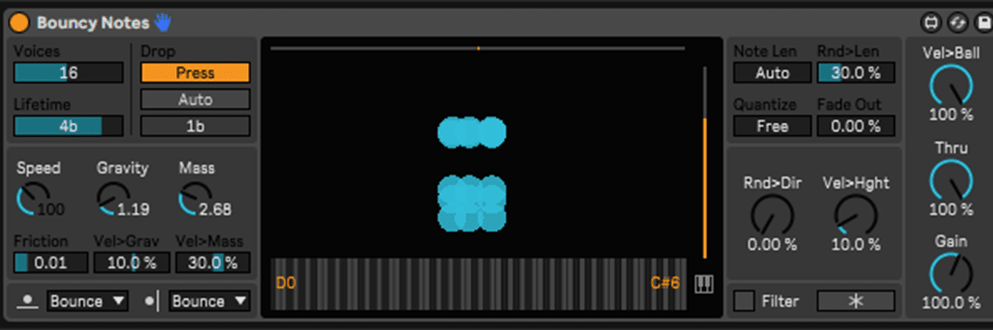 Ableton Live bouncy notes screenshot