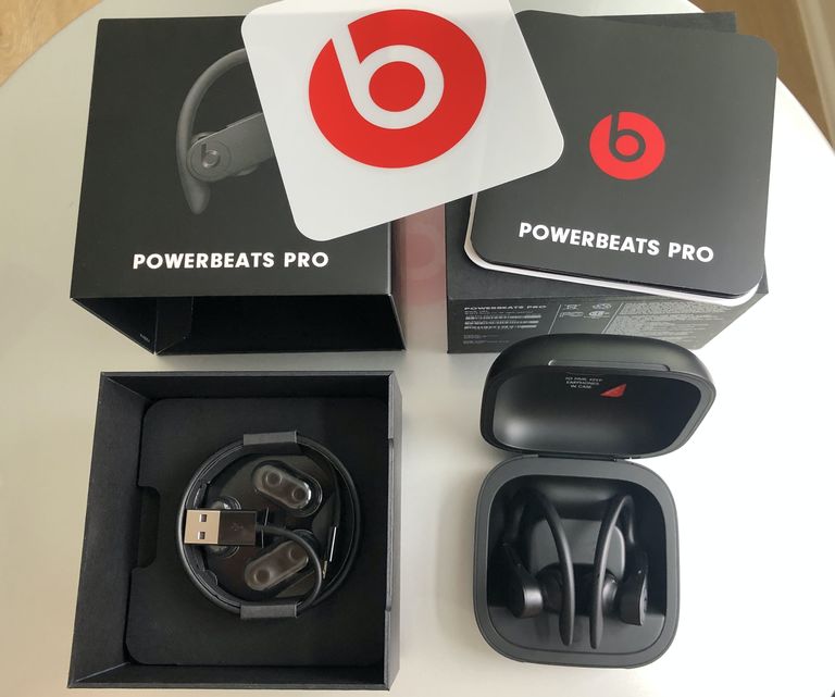 Unboxing photo of the Beats Powerbeats Pro headphones