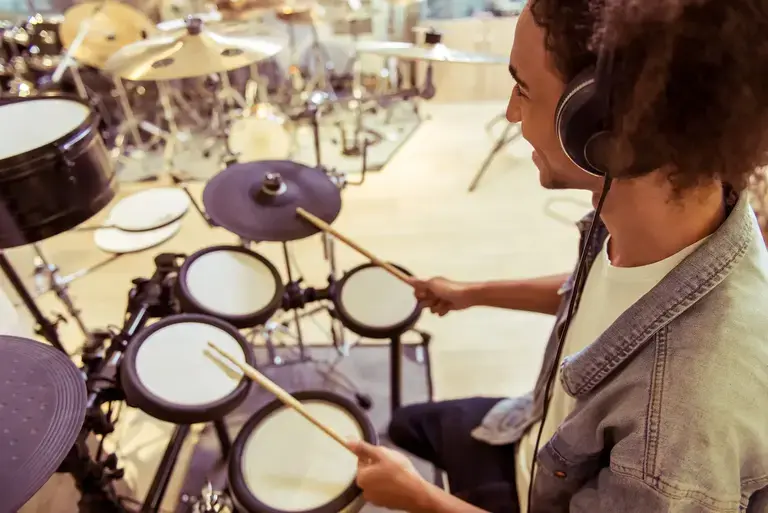 Image drummer playing electronic drums