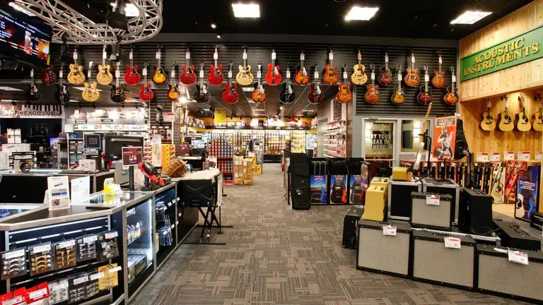 Inside a Guitar Center store