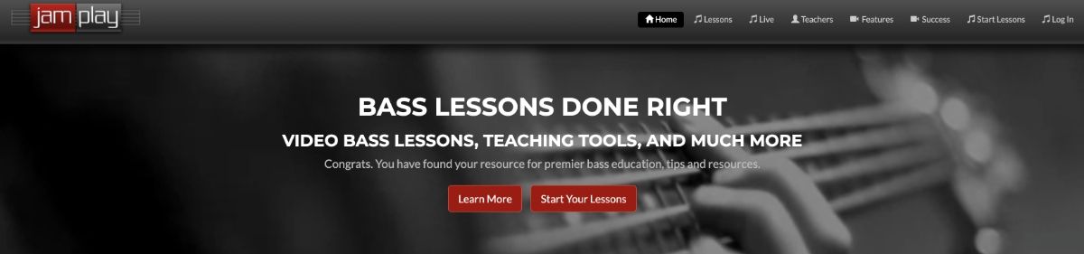 Screenshot of JamPlay's bass guitar lessons