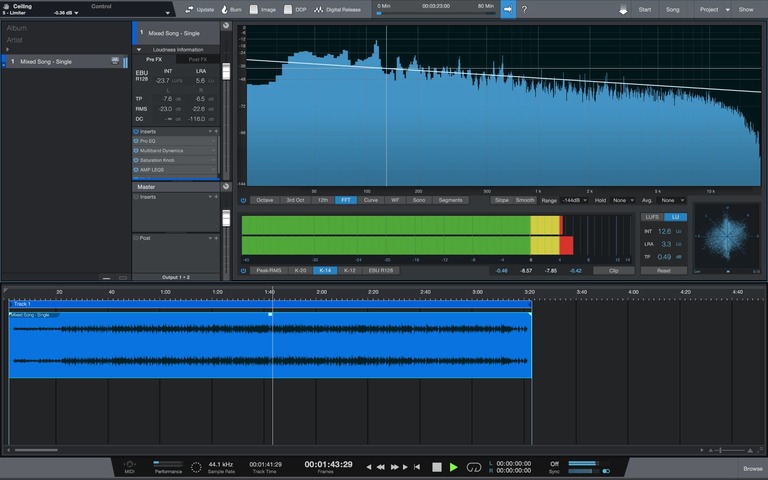 Screenshot of the PreSonus Studio One 5 Project page