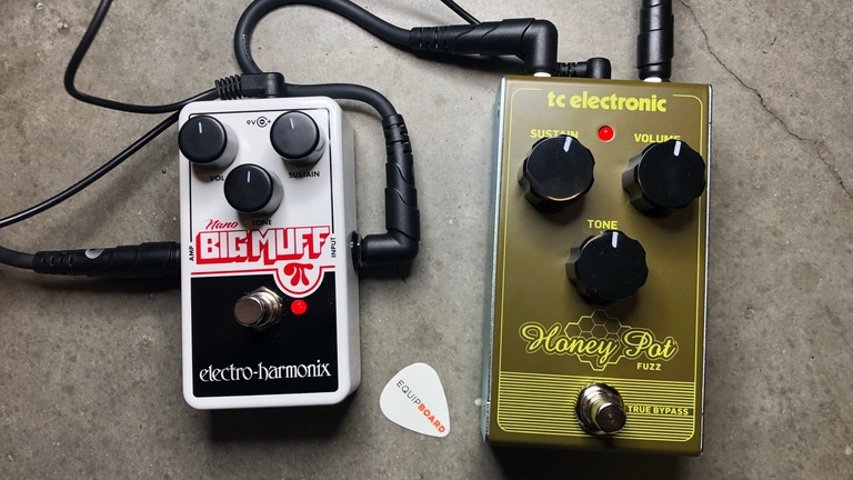TC Electronic Honey Pot next to EHX Nano Big Muff Pi