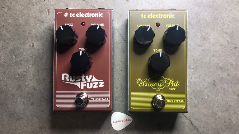 TC Electronic Rusty Fuzz next to Honey Pot fuzz pedal