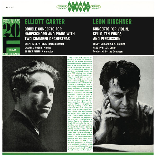 Carter: Double Concerto for Harpsichord & Piano - Kirchner: Concerto for Violin, Cello, 10 Winds & Percussion album cover