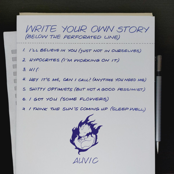 write your own story (below the perforated line) album cover