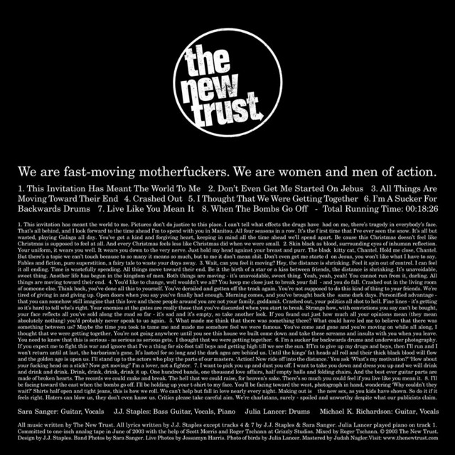 We are fast-moving motherfuckers. We are women and men of action. album cover