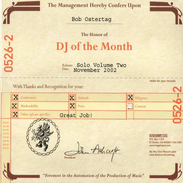 DJ of the Month: Bob Ostertag Solo, Vol.2 album cover