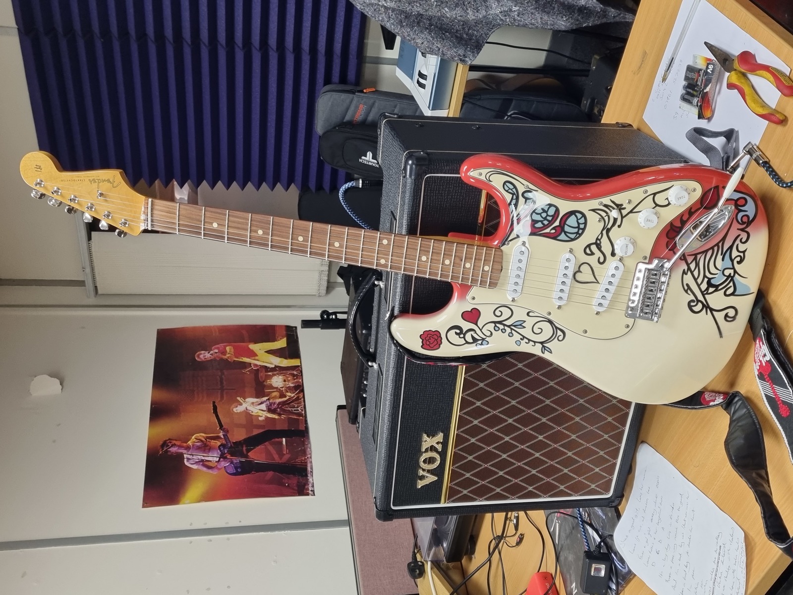 Electronic Studio Setup by samsamtheguitarman featuring Fender Stratocaster Electric Guitar and Vox AC15