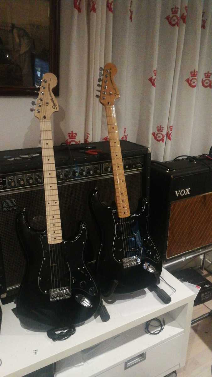 Amp Rig by davepepper featuring Vox AC30 Guitar Combo Amp, Squier Affinity Series Stratocaster, and Roland JC-120 Jazz Chorus and 1 more piece of gear