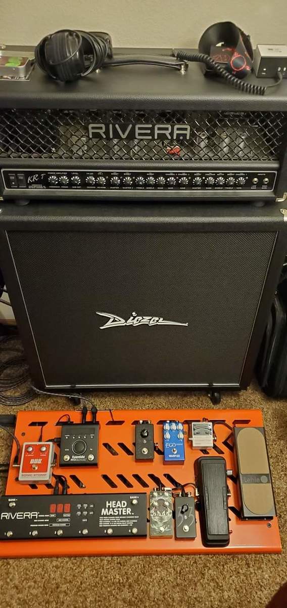 Metal Amp Rig by joshzeigler420 featuring Dunlop 535Q Cry Baby Multi-Wah, Wampler Ego Compressor, and Rivera KR7 and 10 more pieces of gear