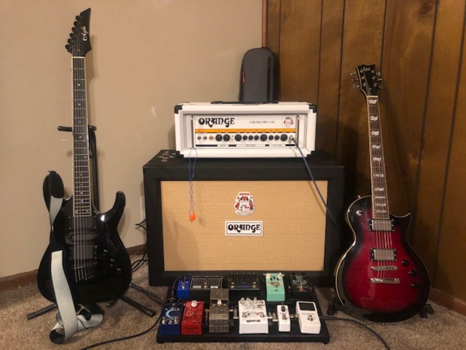 Metal Pedalboard by rob_vandewiele featuring Horizon Devices Apex Preamp Pedal, Orange PPC212 - 120-watt 2x12" Cabinet - Black, and Agile AB-3500 Baritone and 2 more pieces of gear