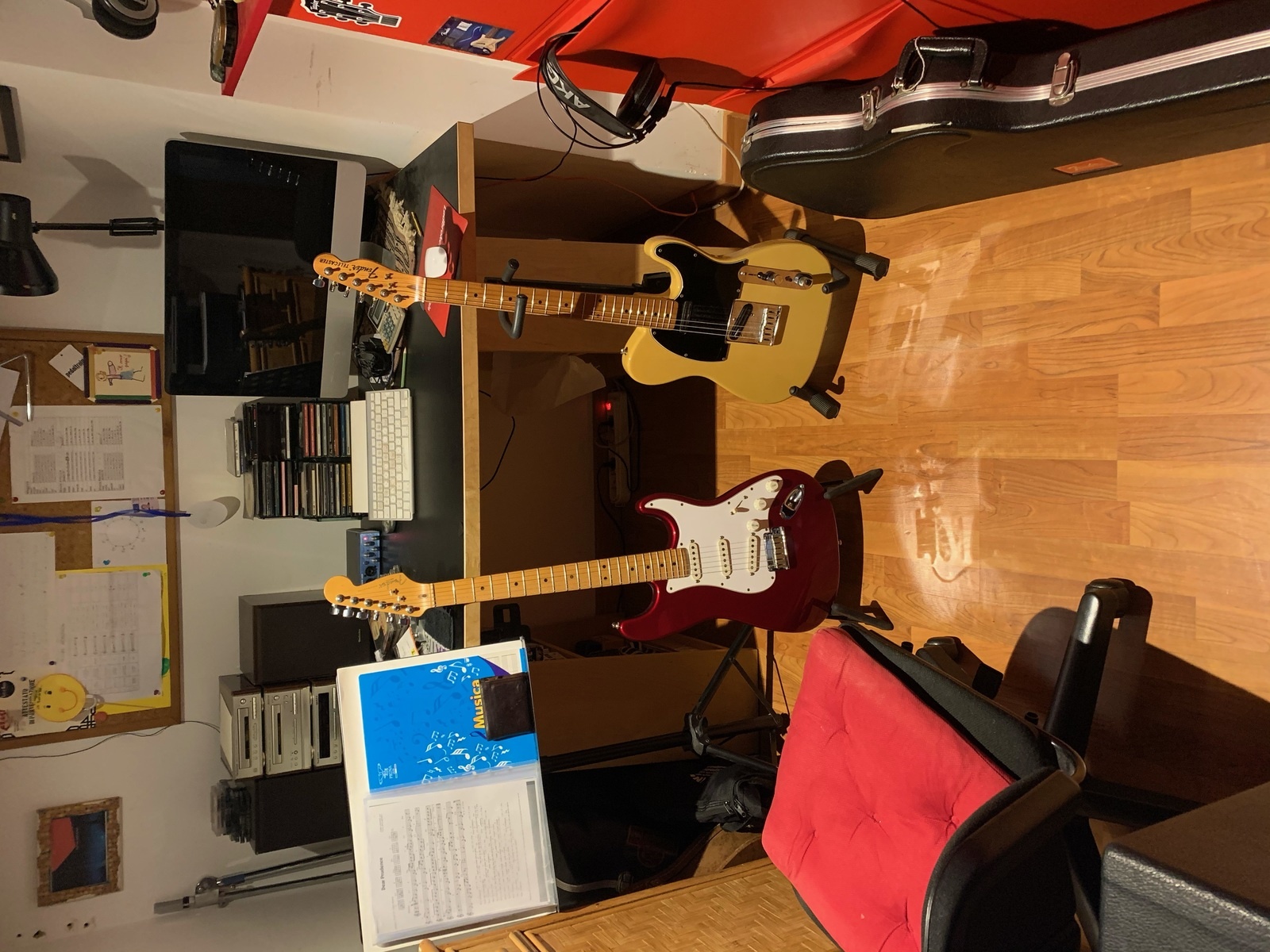 Studio Setup by map featuring Fender 40th Anniversary American Standard Stratocaster and Fender Telecaster made in Japan
