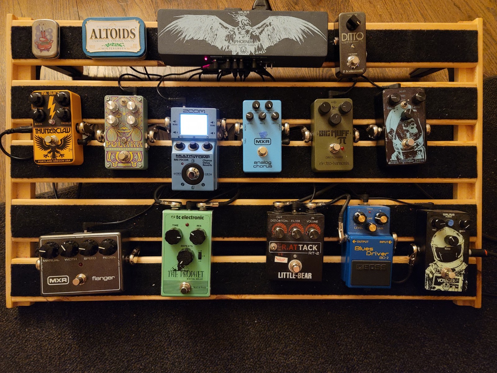 Pedalboard by smallerthings featuring Boss BD-2 Blues Driver, TC Electronic Ditto Looper, and Walrus Audio Voyager and 10 more pieces of gear