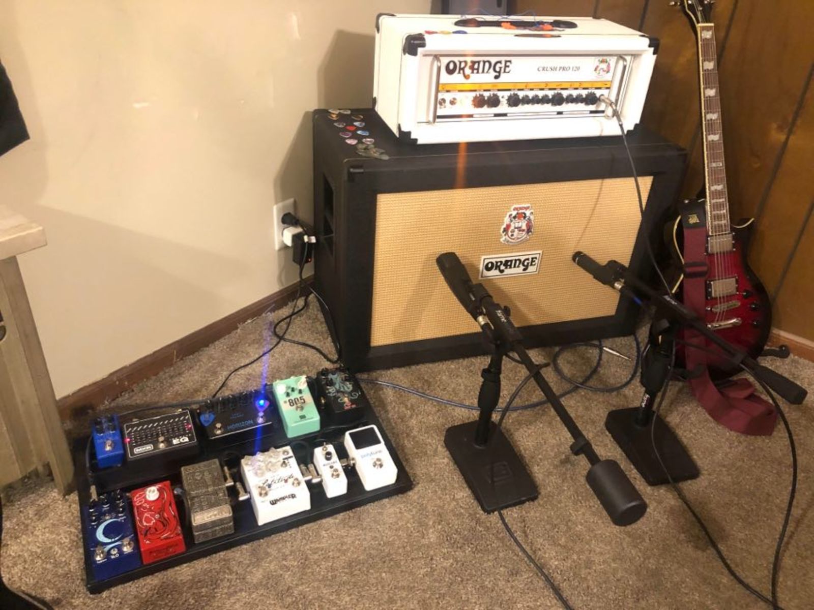 Metal Pedalboard by rob_vandewiele featuring Seymour Duncan 805 Overdrive, Walrus Audio Slö, and Orange Crush Pro 120H and 1 more piece of gear