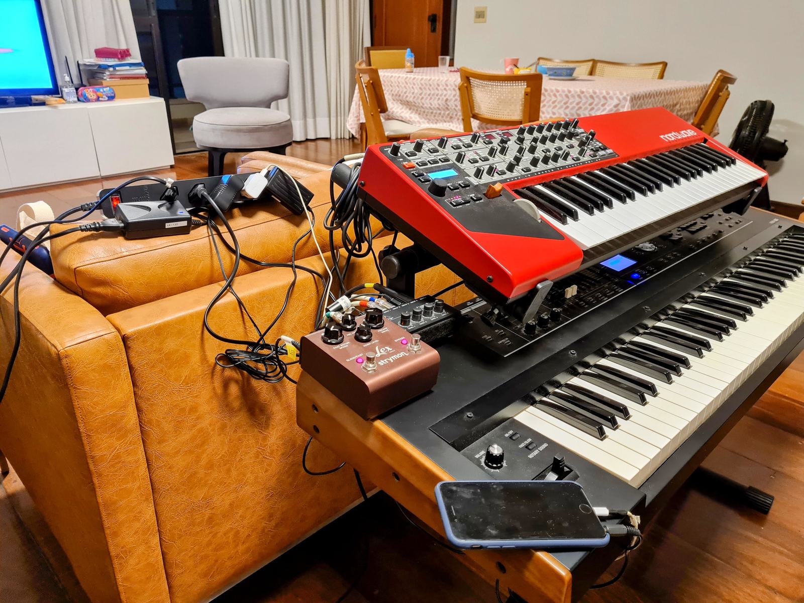 Electronic Synth Setup by andreleme featuring Clavia Nord Wave, Apple iPhone (General/Latest/Any Version), and Strymon Lex and 3 more pieces of gear