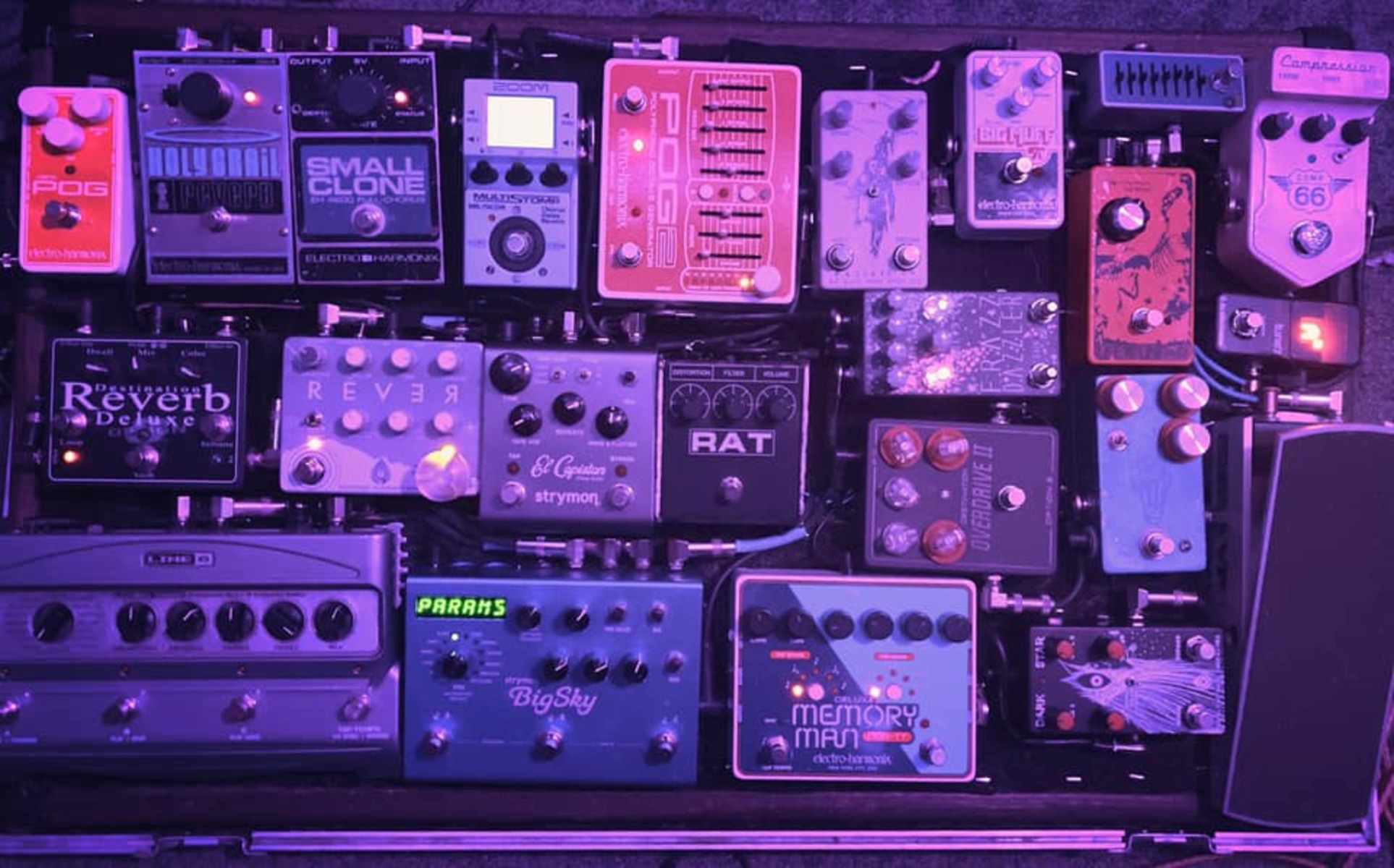 Pedalboard by nathaniel_danger_fitzgerald featuring Line 6 DL4 Delay Modeler, Ernie Ball 6180 VP JR. Passive Volume Pedal, and Pro Co RAT and 18 more pieces of gear