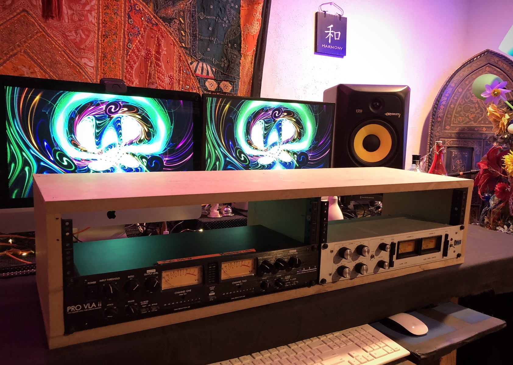Electronic Studio Setup by pthelo featuring KRK ROKIT 8 G3 Studio Monitor, ART Pro VLA II, and Urei 1178 Dual Peak Limiter