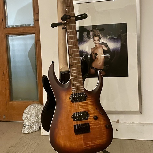 Photo of Ibanez RGA42FM in a guitar and closeup