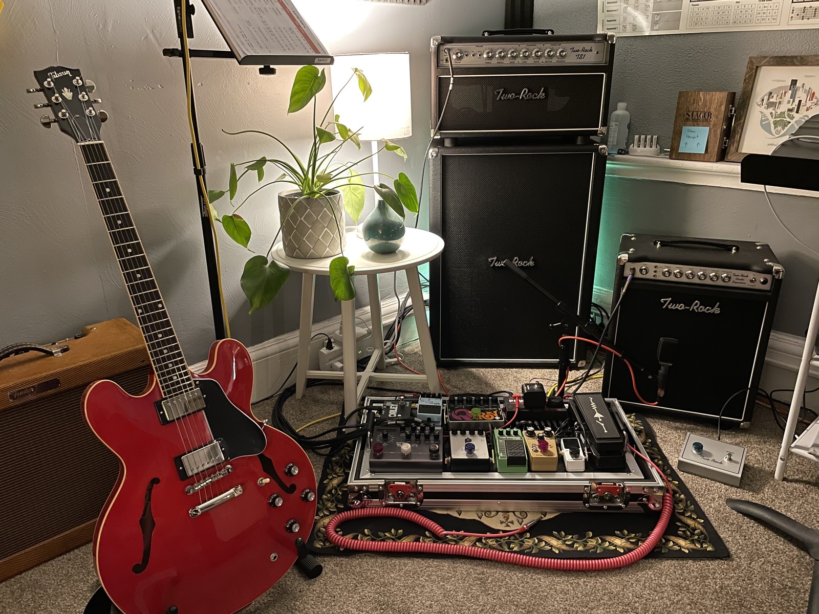 Pedalboard by terry_boring featuring Gibson ES-335, Two-Rock Two Rock TS-1 Amplifier, and Two-Rock Studio Signature and 5 more pieces of gear