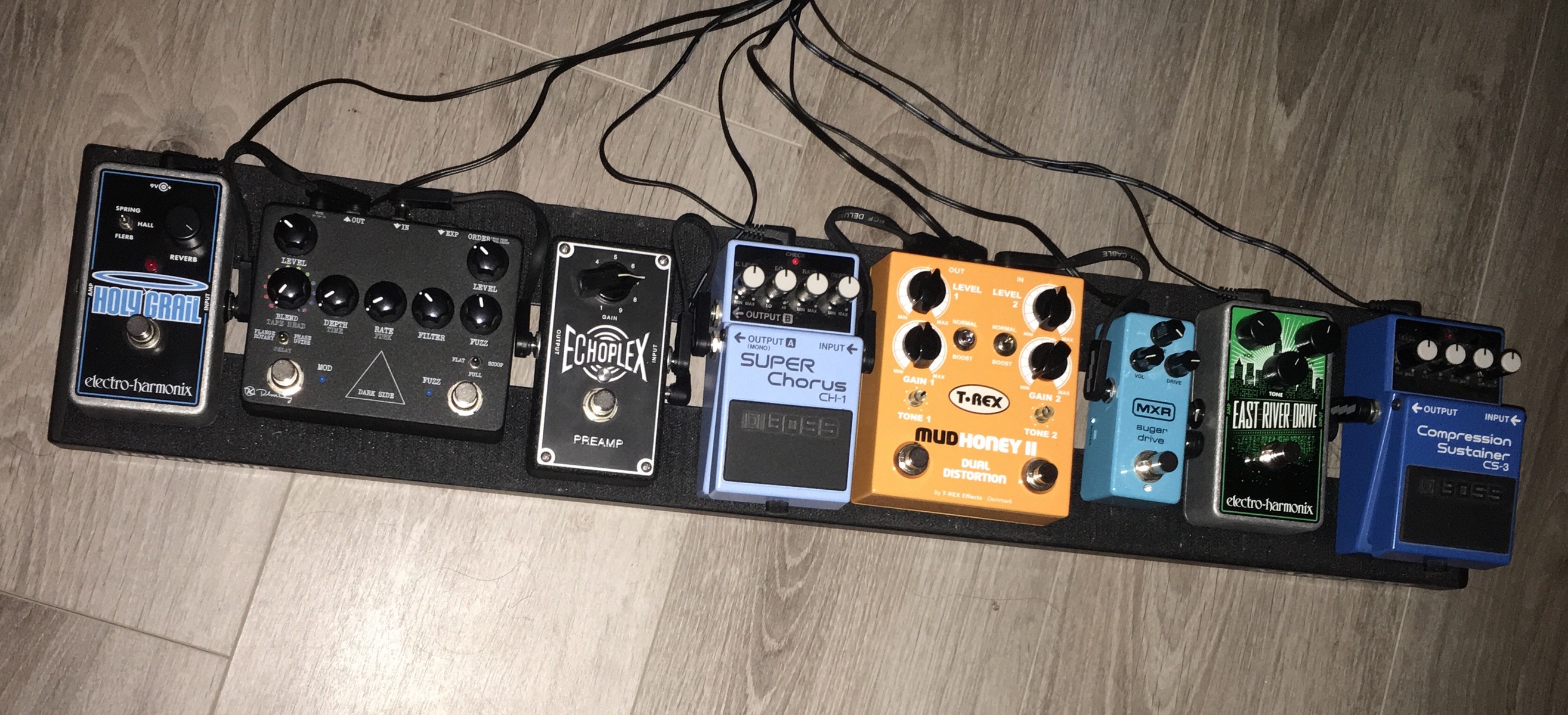 Pedalboard by alexjb featuring Electro-Harmonix East River Drive, Keeley Dark Side Workstation, and Boss CH-1 Super Chorus and 5 more pieces of gear