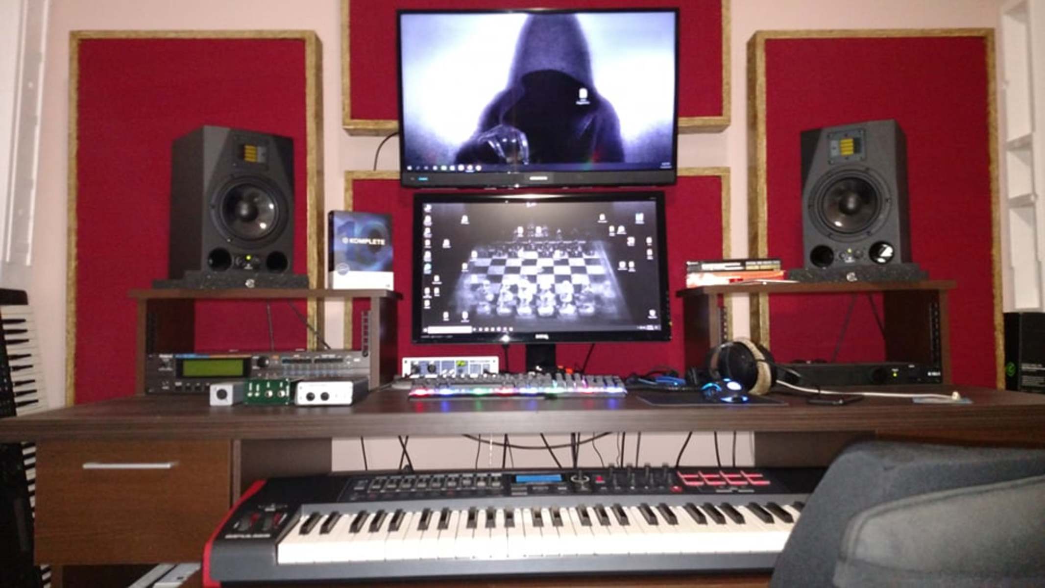 Electronic Studio Setup by studiostriver featuring Roland XV-5080, Novation Impulse 61 USB Controller Keyboard, and Beyerdynamic DT 770 PRO-80 Closed Studio Headphones and 8 more pieces of gear