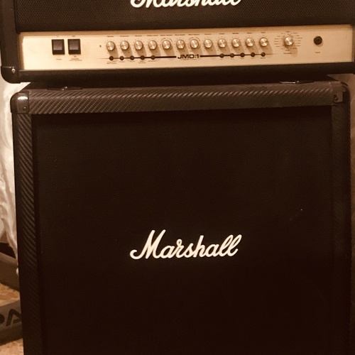 Photo of Marshall MG412AC and more gear in a studio, guitar, and amplifier