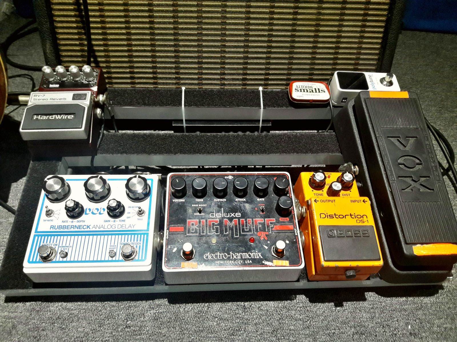Pedalboard by haruko featuring TC Electronic PolyTune 3 Mini, Vox V845 Wah Pedal, and Boss DS-1 Distortion and 5 more pieces of gear