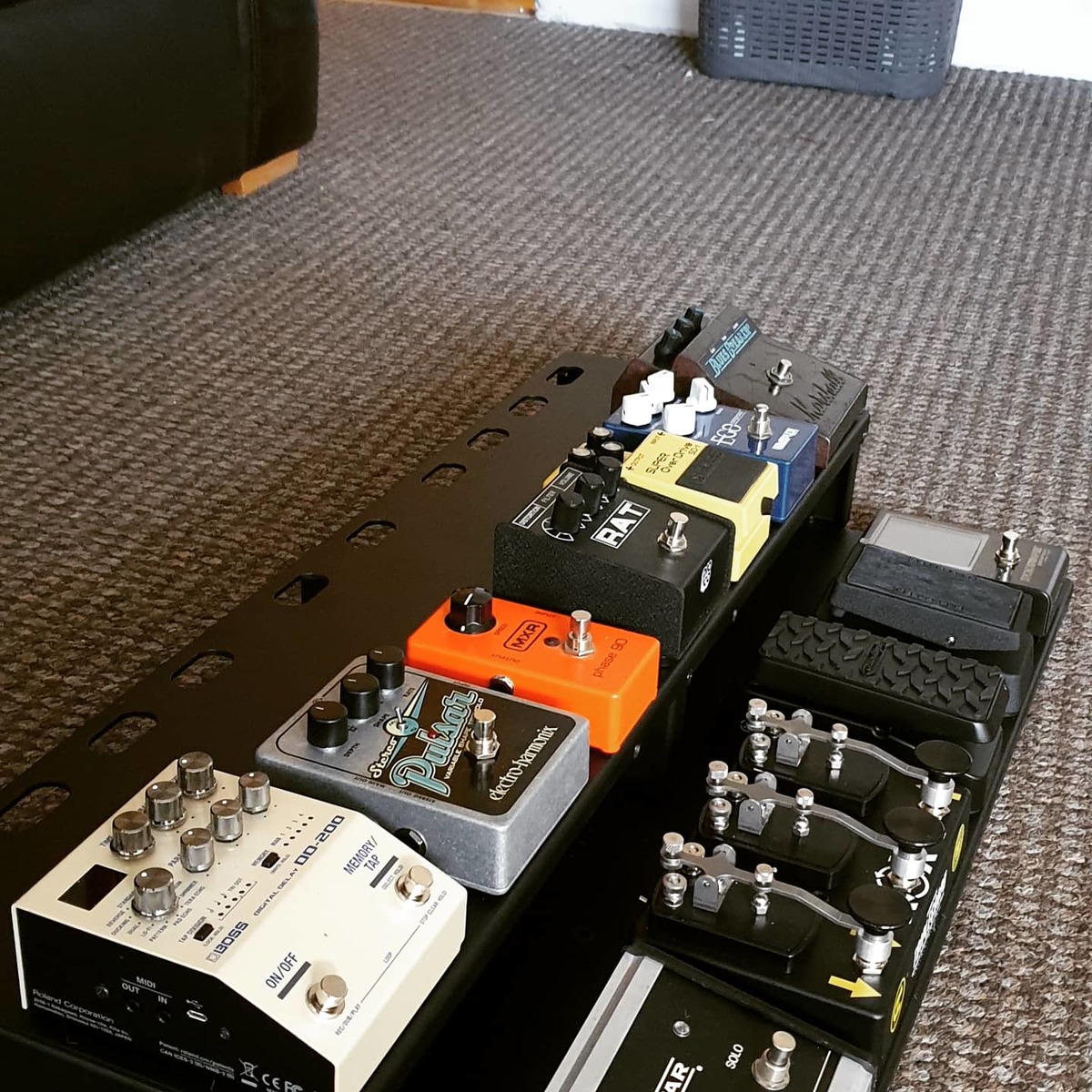 Metal Pedalboard by kcorrigan7 featuring Boss DD-200 Digital Delay, Electro-Harmonix XO Stereo Pulsar, and MXR M101 Phase 90 and 8 more pieces of gear