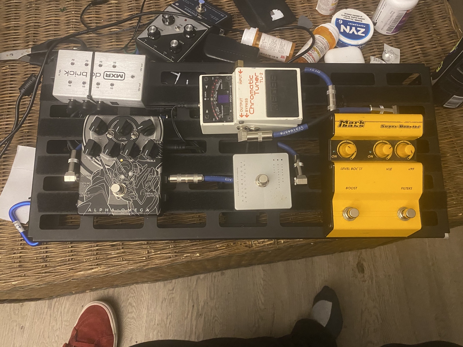 Darkglass Electronics Pedalboard by jake_strunin featuring Darkglass Electronics Alpha Omega Preamplifier, Markbass Super Booster, and Darkglass Microtubes 900 Bass Head and 2 more pieces of gear