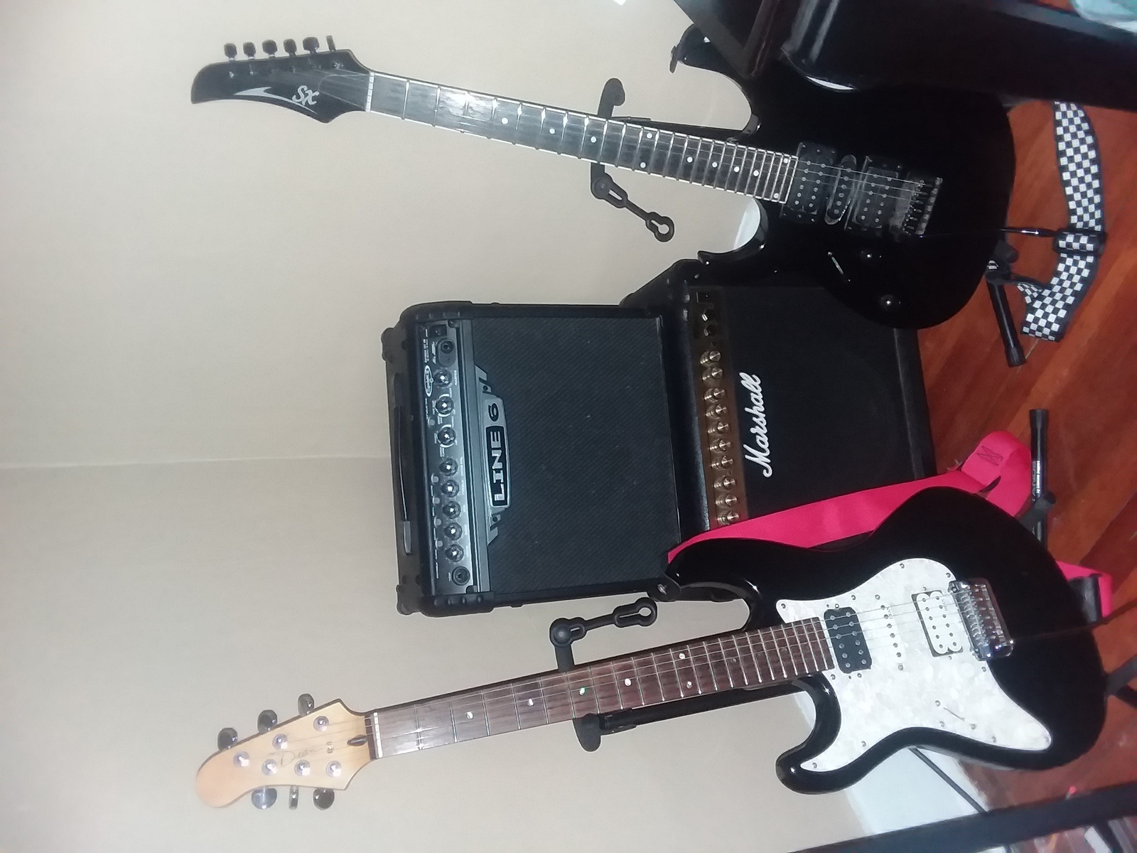 Amp Rig by bruiserbrad featuring Dean Avalanche Lefty Custom, SX Guitars SEG1 STD Left-Handed, and Line 6 Spider III 15 and 1 more piece of gear