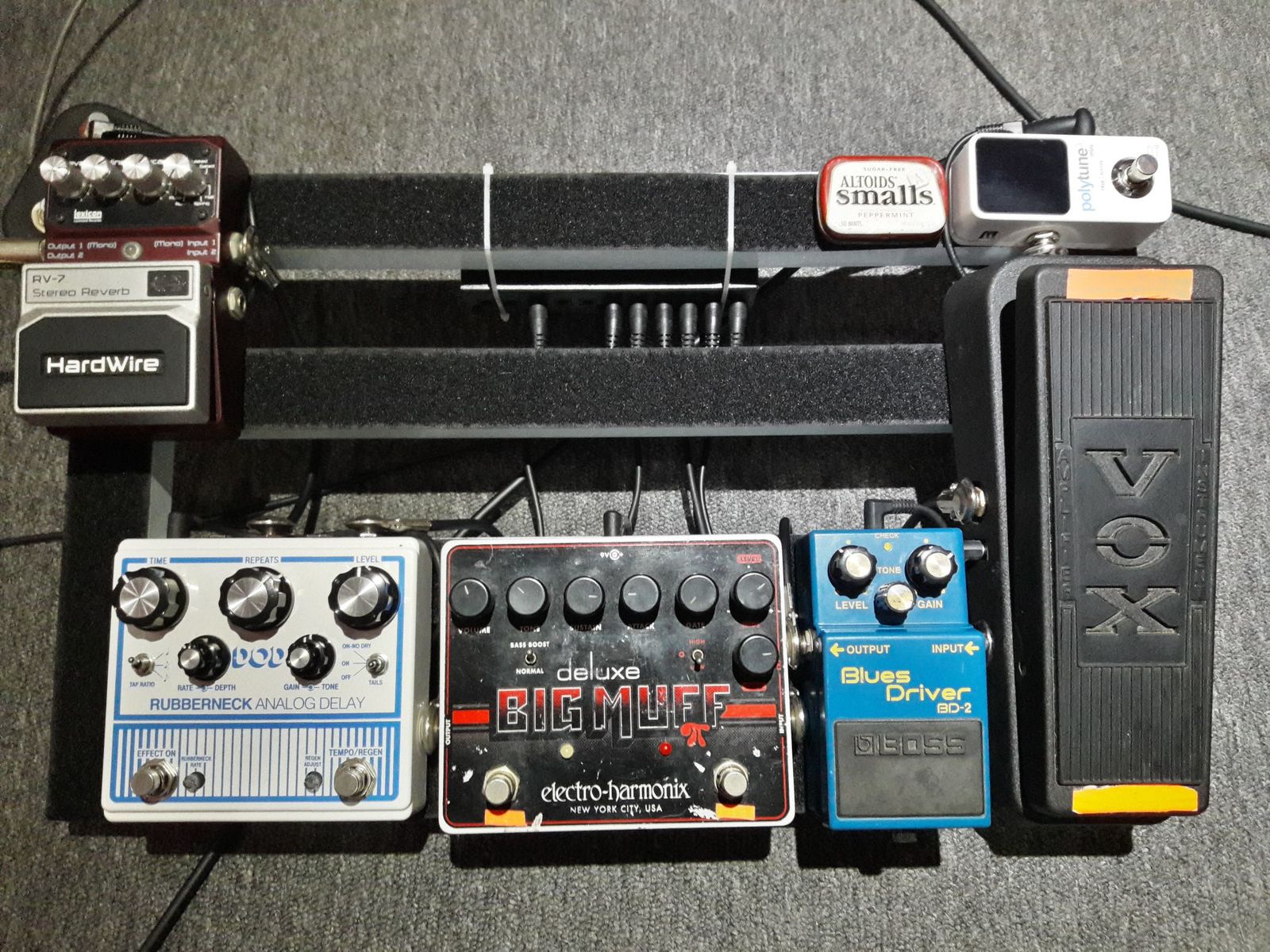 Pedalboard by haruko featuring Vox V845 Wah Pedal, Boss BD-2 Blues Driver, and Electro-Harmonix Deluxe Big Muff Pi and 6 more pieces of gear
