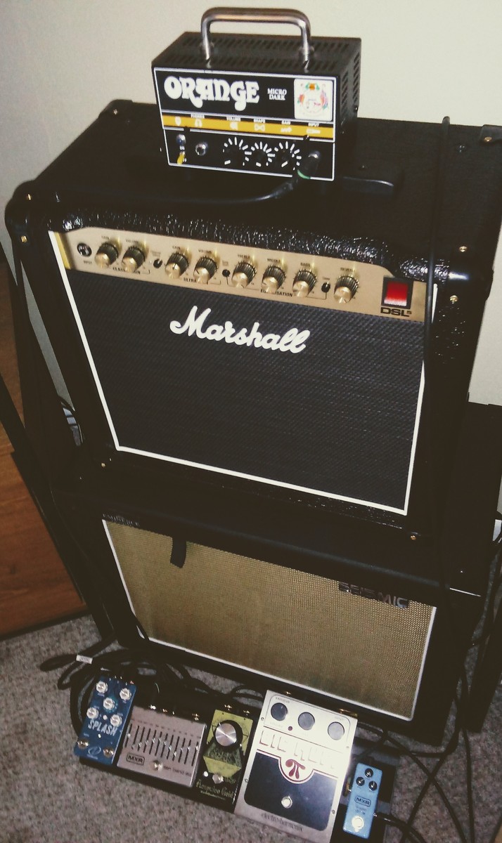 Pedalboard by artifex_adrift featuring Orange Micro Dark, Marshall DSL5CR, and Celestion Ten 30 and 10 more pieces of gear