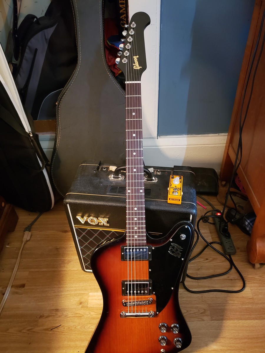 Amp Rig by stran9ebrew featuring Gibson Firebird Studio T 2017, Vox AC4 C1-12 4 Watt Class A Tube Guitar Amp Combo With 12" Speaker, and Tone City Golden Plexi