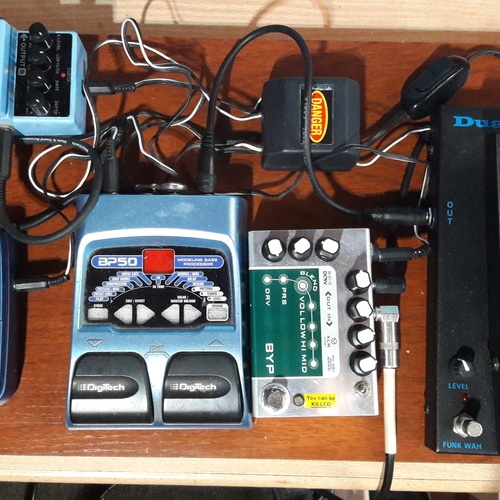 Photo of Digitech BP50 Bass Modeling Multi Effects Processor and more gear in a pedalboard