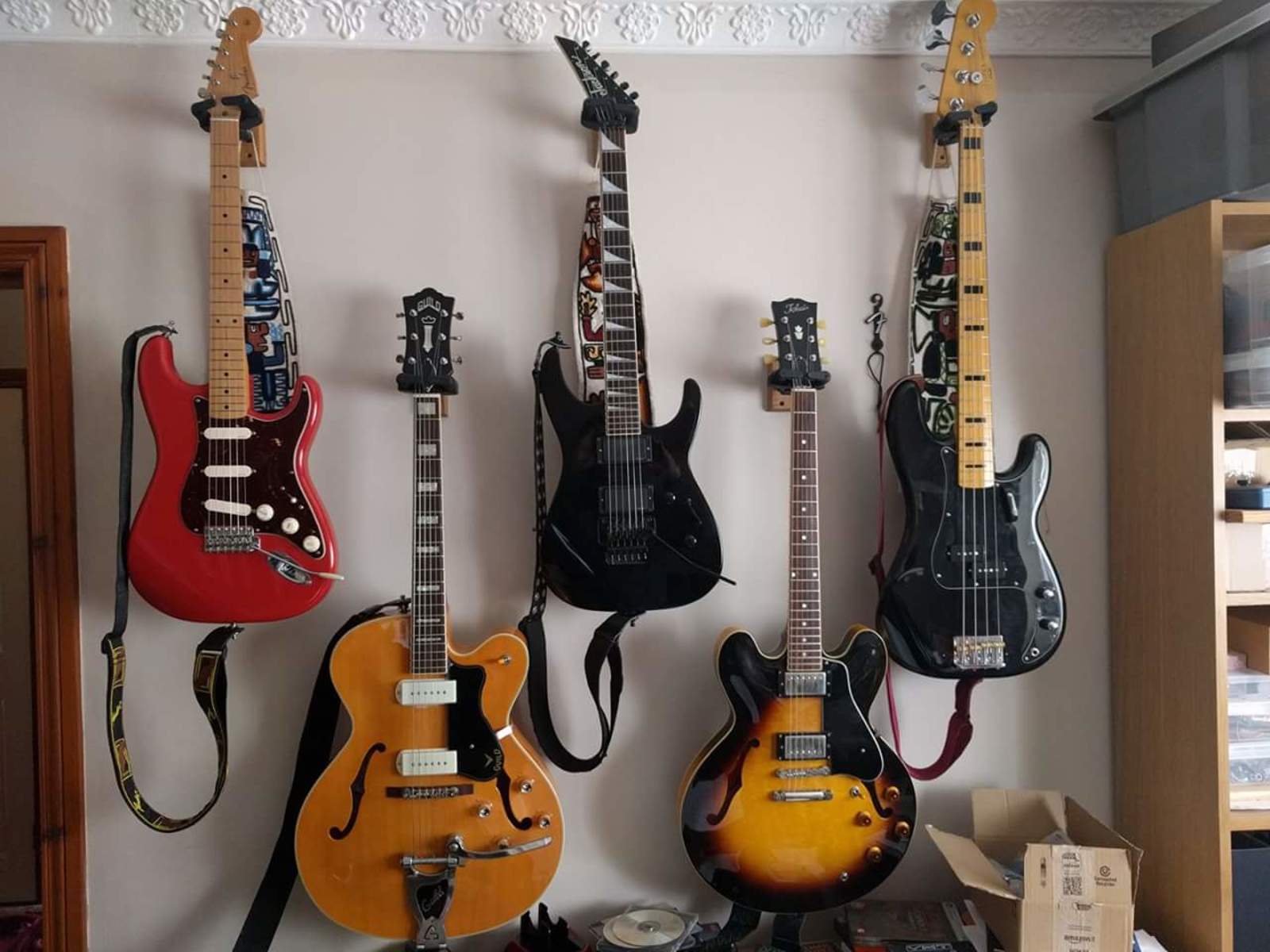 Metal Music Gear Setup by john_h_reid featuring Fender Classic Series '50s Stratocaster, Squier Classic Vibe '70s Precision Bass, and Jackson DXMG Reverse and 2 more pieces of gear