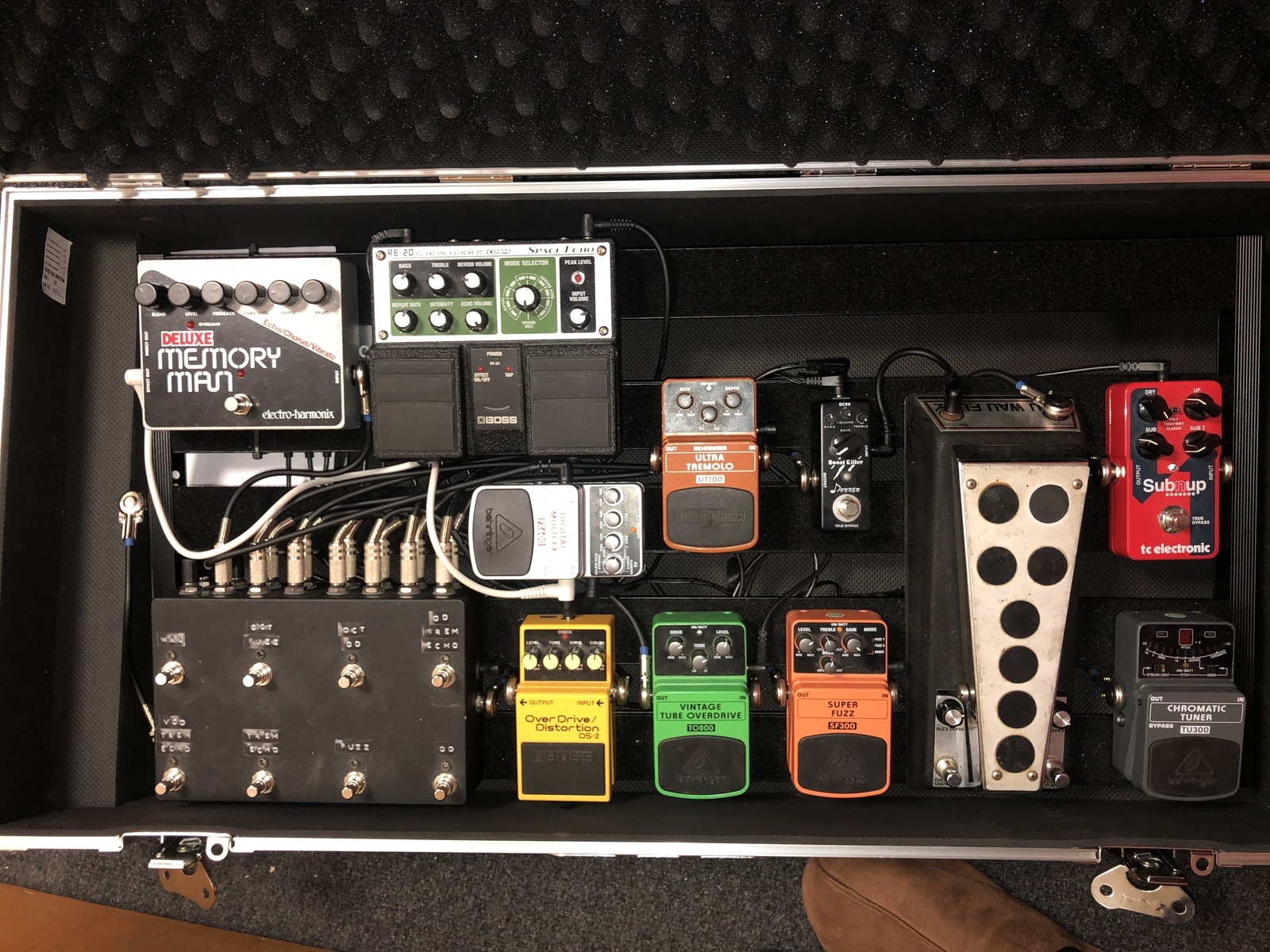 Pedalboard by jackwalker featuring Electro-Harmonix XO Deluxe Memory Man, Boss RE-20 Space Echo, and Ibanez Wau Fuzz Standard