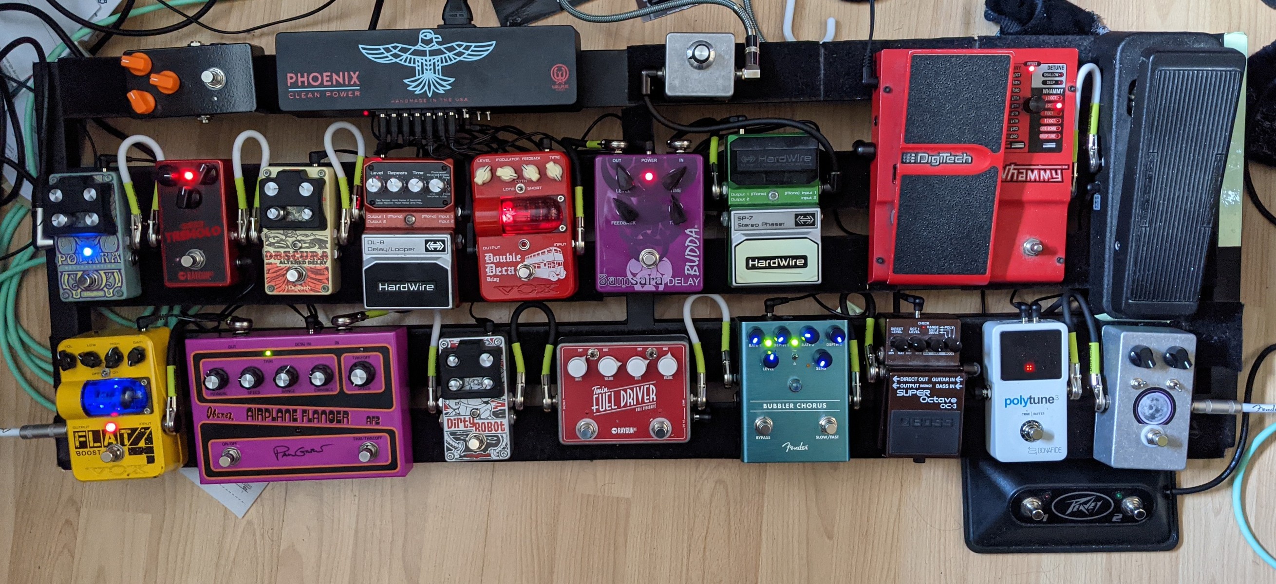 Metal Pedalboard by uncannyadam featuring Fender Bubbler Analog Chorus Pedal, DigiTech WH-4 Whammy (4th Gen), and Dunlop GCB-95 Cry Baby and 14 more pieces of gear